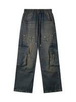 Men's Elastic Waist Washed Cargo Jeans - Farnelli