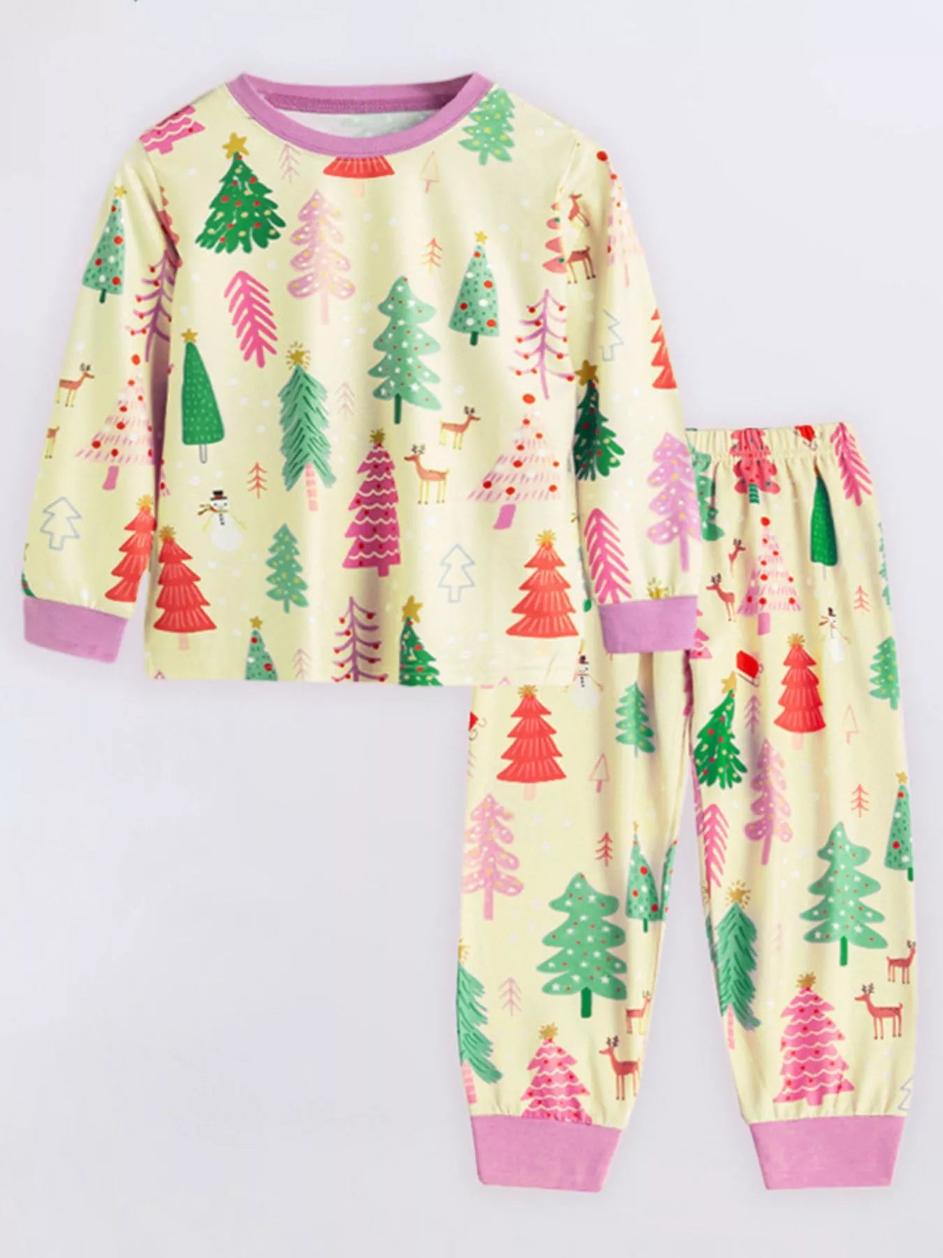 Children's Christmas Tree Print Pajama Set - Farnelli