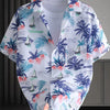 Men's Plus Size Printed Short Sleeve Casual Shirt - Navy