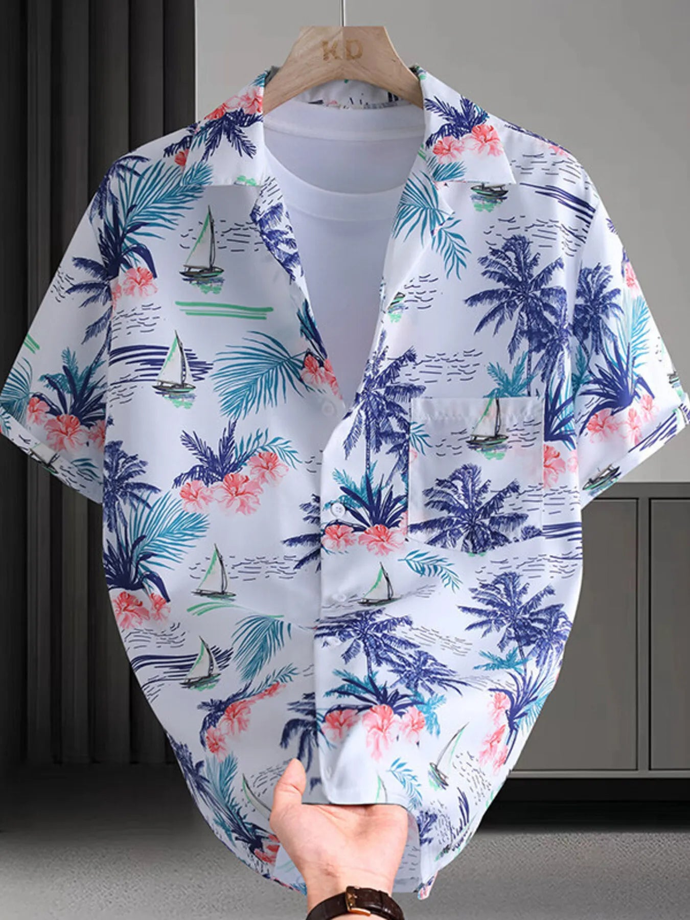 Men's Plus Size Printed Short Sleeve Casual Shirt - Farnelli