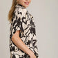 Umgee Full Size Two Tone Print Button Down Top with Hidden Plackets Plus Size - Farnelli