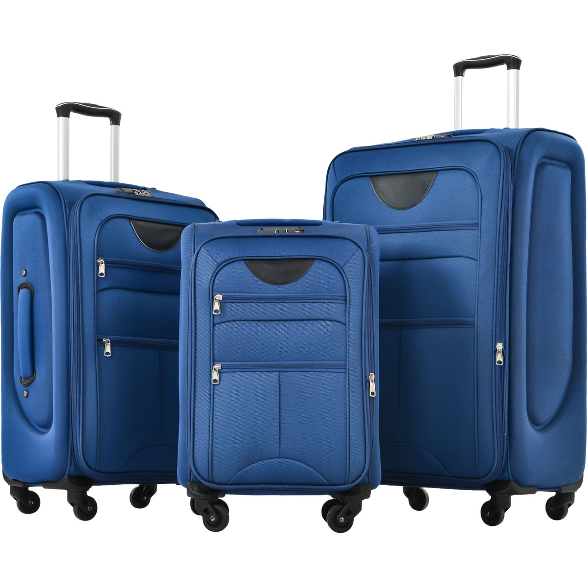 HouseOfZazla expandable softside luggage 3-piece set with spinner wheels in multiple colors