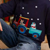 Children's Christmas Embroidered Round Neck Sweatshirt - Dark Navy