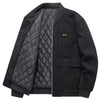 Men's Plus Size Casual Corduroy Quilted Lined Jacket - Black