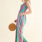 And The Why Full Size Striped Smocked Sleeveless Jumpsuit - Farnelli