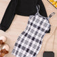 Children's Plaid Print Long Sleeve Dress Set - Farnelli