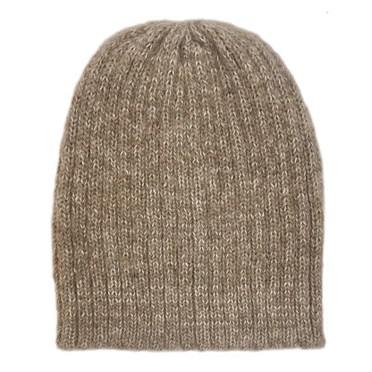 Oat Beige Ribbed Alpaca Beanie