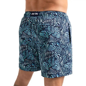 Capelle Miami Beta Blue hybrid swim trunk with printed design and compression lining, suitable for swimming and resort wear.