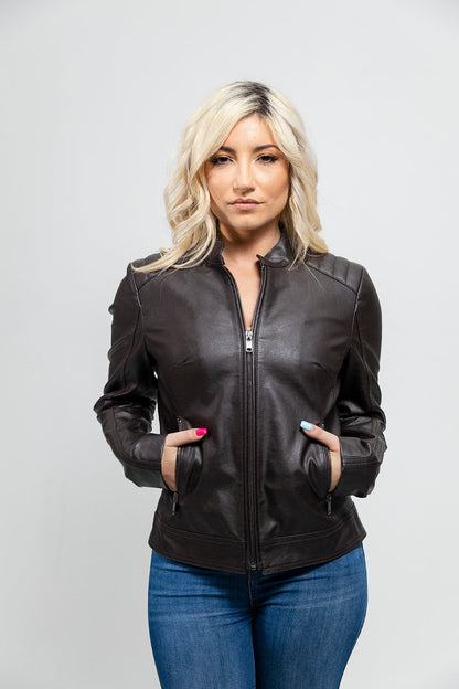 Beverly Women's Perforated Faux Leather Scooter Jacket