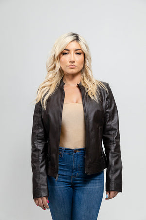 Beverly Women's Perforated Faux Leather Scooter Jacket