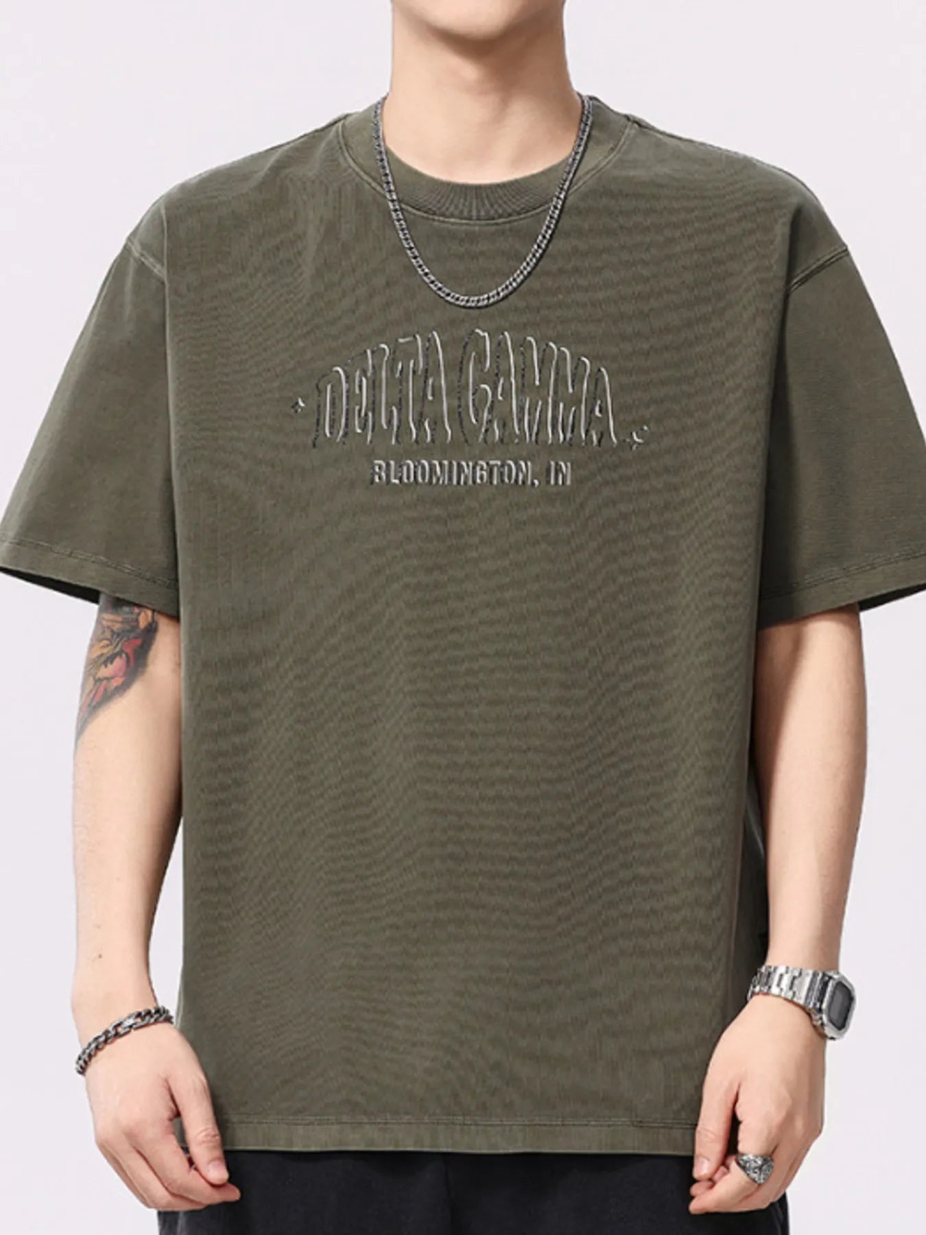 Men's Plus Size Letter Round Neck Short Sleeve T-Shirt - Farnelli