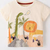 Children's Cartoon Animal Graphic Short Sleeve T-Shirt - Cream