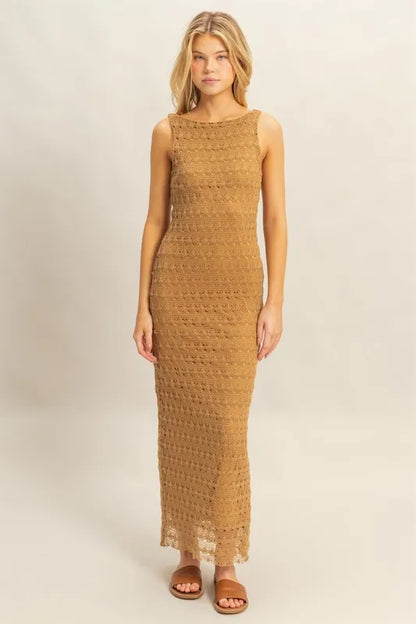 HYFVE Sleeveless Crochet Open Back Maxi Dress - Farnelli