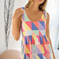 BiBi Multi Color Block Brushed Tied Ribbon Shoulder Top - Farnelli