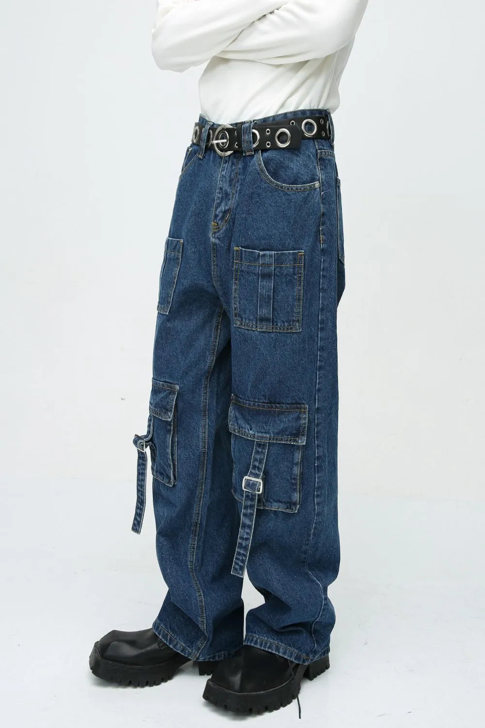 Mid Rise Men's Jeans with Cargo Pockets - Farnelli