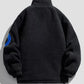 Men's Full Size Fleece Letter Graphic Zip Up Jacket Plus Size - Farnelli
