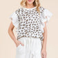 Lime 'N' Chili Ribbed Leopard Print Ruffle Detail Sleeveless Top - Farnelli