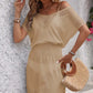 Openwork V-Neck Short Sleeve Cover-Up Dress - Farnelli