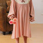 Children's Teddy Bear Embroidered Collar Long Sleeve Dress - Farnelli
