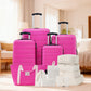 Four-piece hardshell luggage set with TSA lock and spinner wheels in multiple colors by HouseOfZazla