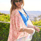 Davi & Dani Floral Printed Short Sleeve Loose Fit Kimono Cover Up - Farnelli