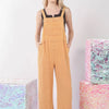 VERY J Texture Washed Wide Leg Overalls - Orange