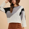 Annie Wear Color Block Drop Shoulder Sweater - Black Combo