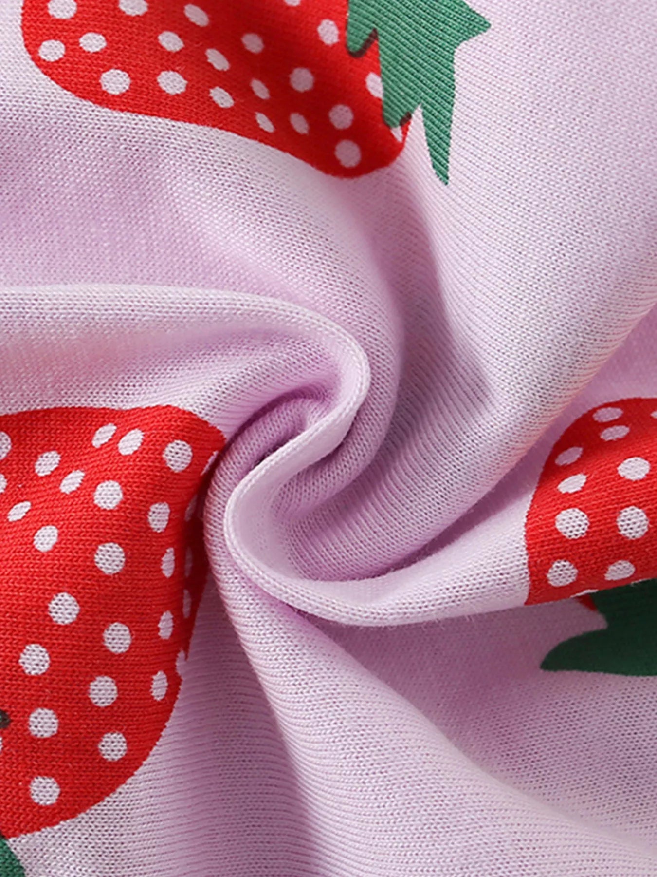 Children's Strawberry Round Neck Tee and Shorts Set - Farnelli