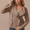 BiBi Textured Woven Rider Jacket - VINTAGE LATTE