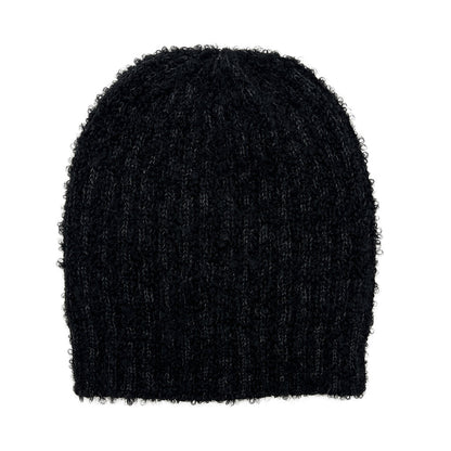 Plush Black Alpaca Beanie Hat