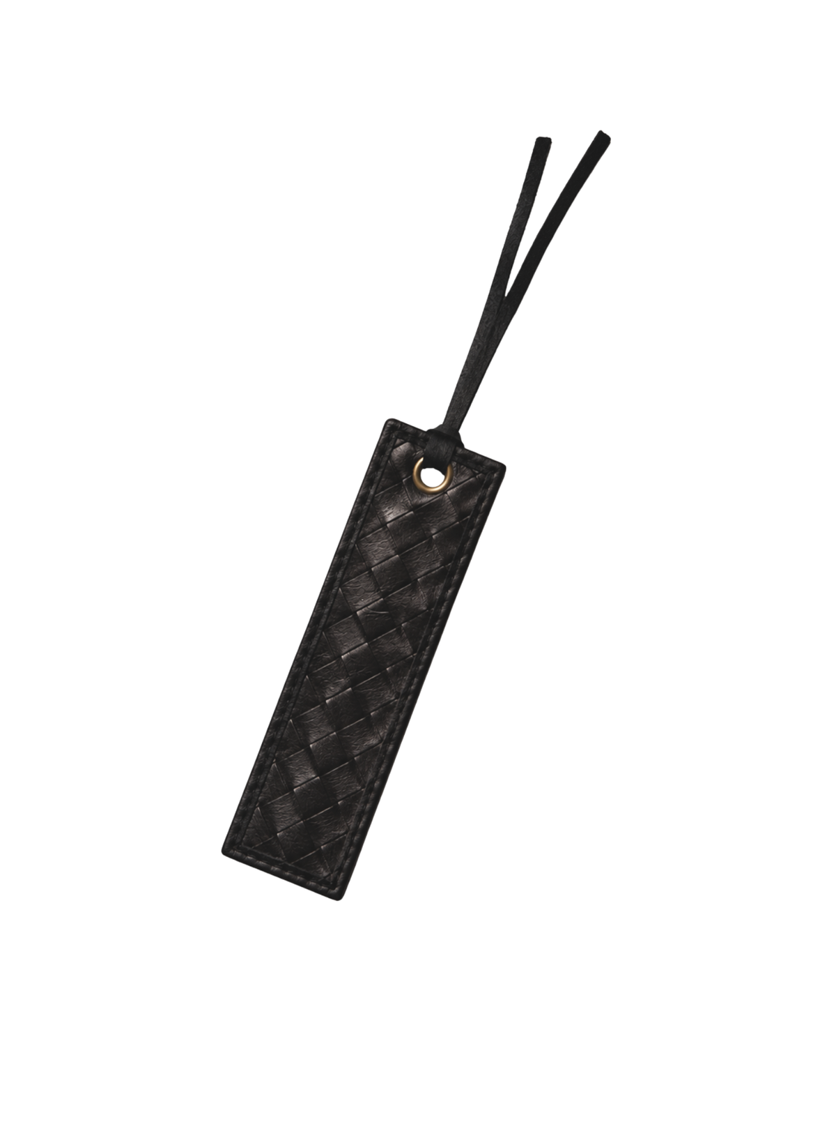 Deux Mains woven bookmark in black, front view