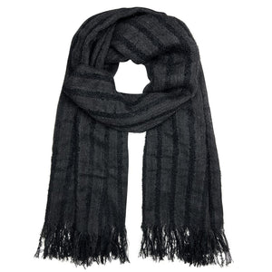 Black Plush Knit Alpaca Scarf
