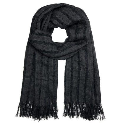 Black Plush Knit Alpaca Scarf