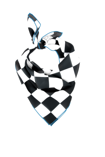 Black & White Checkered Chiffon Scarf | 20" Square Scarf