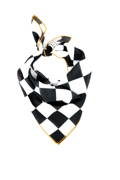 Black & White Checkered Chiffon Scarf | 20" Square Scarf