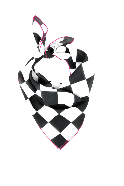 Black & White Checkered Chiffon Scarf | 20" Square Scarf