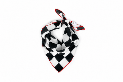 Black & White Checkered Chiffon Scarf | 20" Square Scarf