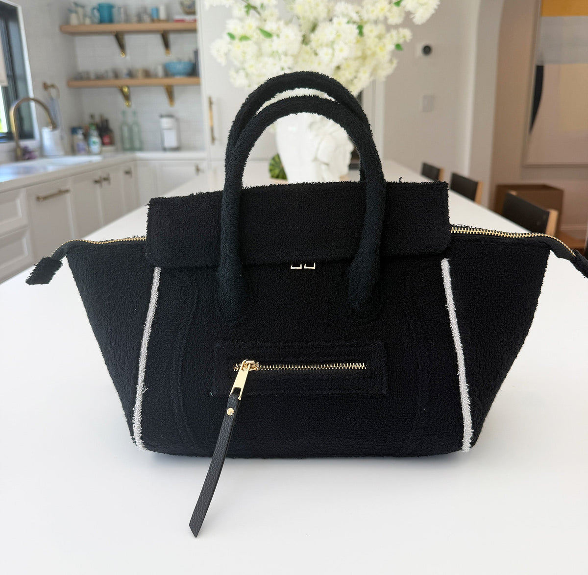 BEACH HAUS Cabana Tote Mini in black, compact structured tote bag with sturdy handles