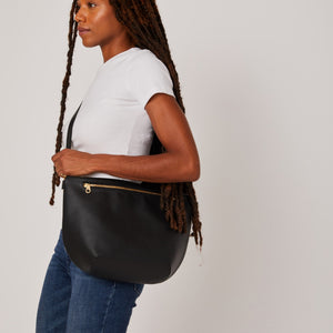 Allégorie Gala Hobo Fanny Bag in black leather with adjustable strap and spacious interior, stylish and practical for everyday use.