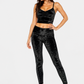 Trophy Yoga black velvet cropped leggings, made in USA