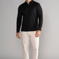 Black Twillory AthlPoloLS long sleeve polo shirt in solid black fabric, suitable for casual or athletic wear.
