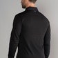 Black AthlPoloLS long sleeve polo shirt by Twillory with a solid color, shown on a mannequin.