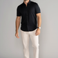 Short Sleeve Button Down Polo Solid // Black