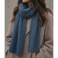 Slate Blue Ribbed Knit Cashmere Scarf
