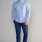 Long Sleeve Button Down Polo Dot // Blue Diamond