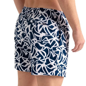 Capelle Miami Blue Freedom Hybrid swim trunks with vibrant print, featuring compression lining for swim and resort wear.