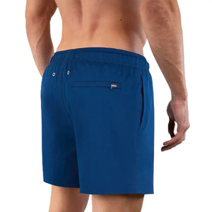 Blue Sapphire hybrid swim trunk by Capelle Miami with compression lining, solid blue color, and classic back design.