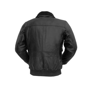Bomber Men’s Leather Jacket with Removable Shearling Collar