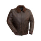 Bomber Men’s Leather Jacket with Removable Shearling Collar