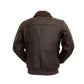 Bomber Men’s Leather Jacket with Removable Shearling Collar
